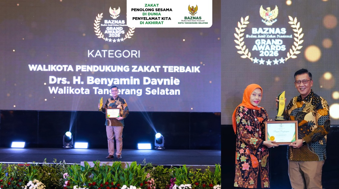 Dua Kali Raih BAZNAS Awards, Wali Kota Tangerang Selatan Benyamin Davnie Kembali Dinobatkan sebagai Wali Kota Pendukung Zakat Terbaik 2026